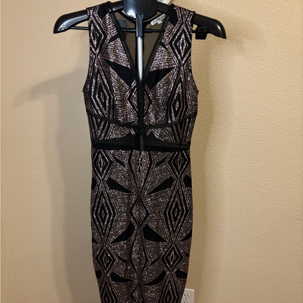 Charlotte‎ Russe Art Deco Glitter Bodycon Dress Small